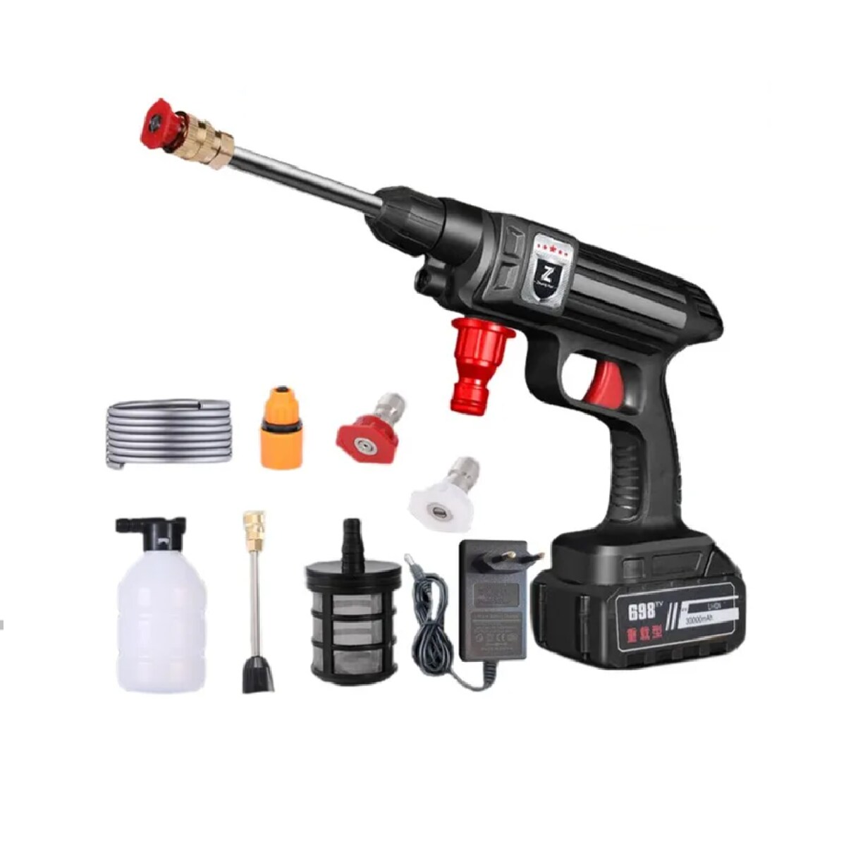 Pistola De Lavado Con Agua A Presion Portátil Recargable Color Negro $879