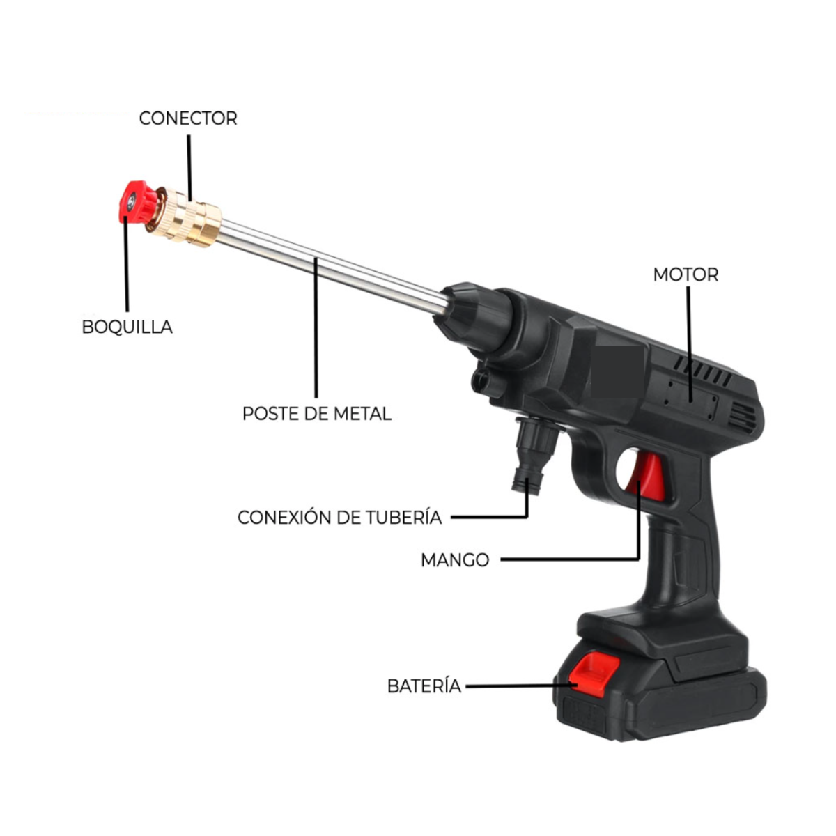 Foto 4 pulgar | Pistola Portátil Para Lavar A Presión De 12v Color Negro