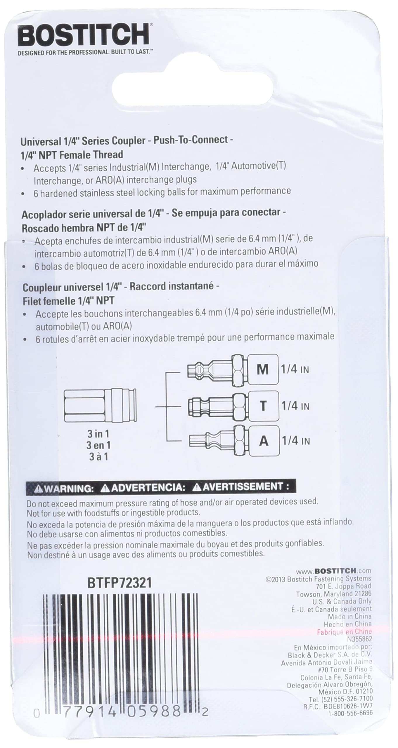 Foto 5 pulgar | Acoplador Bostitch Btfp72321 Serie Universal De 1/4 Pulgadas - Venta Internacional.