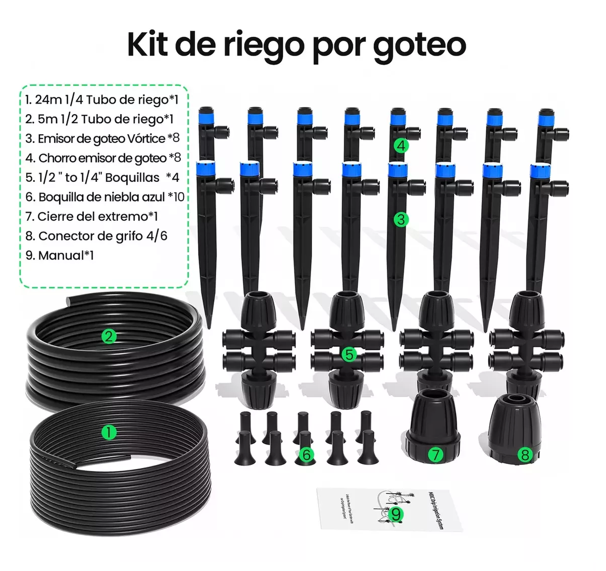 Foto 5 | Sistema De Riego Automático Por Goteo Con Conector Rápido Negro/azul