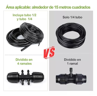 Foto 3 | Sistema De Riego Automático Por Goteo 1/4 60m ,1/2 8m 135 Pcs Negro