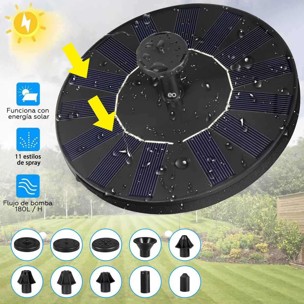 Foto 5 pulgar | Language Fuente Para Jardín Energía Solar 11 Boquillas Para Alberca Flotante Eo Safe Imports Esi-10249-1negro