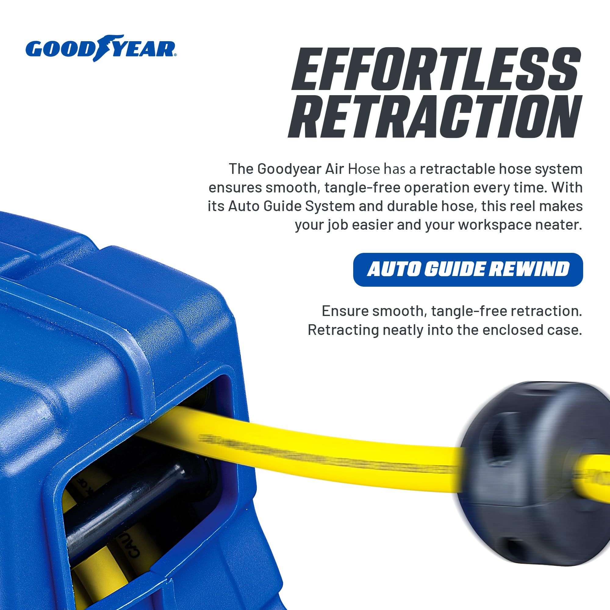 Foto 4 pulgar | Carrete De Manguera De Aire Goodyear Retráctil De Polímero Híbrido De 3/8 Pulgadas X 50 Pies - Venta Internacional.