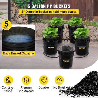 Foto 3 | Sistema Hidropónico Dwc Vevor 5 Cubos De 19 Litros Con Bomba Y Piedra Neumática - Venta Internacional.
