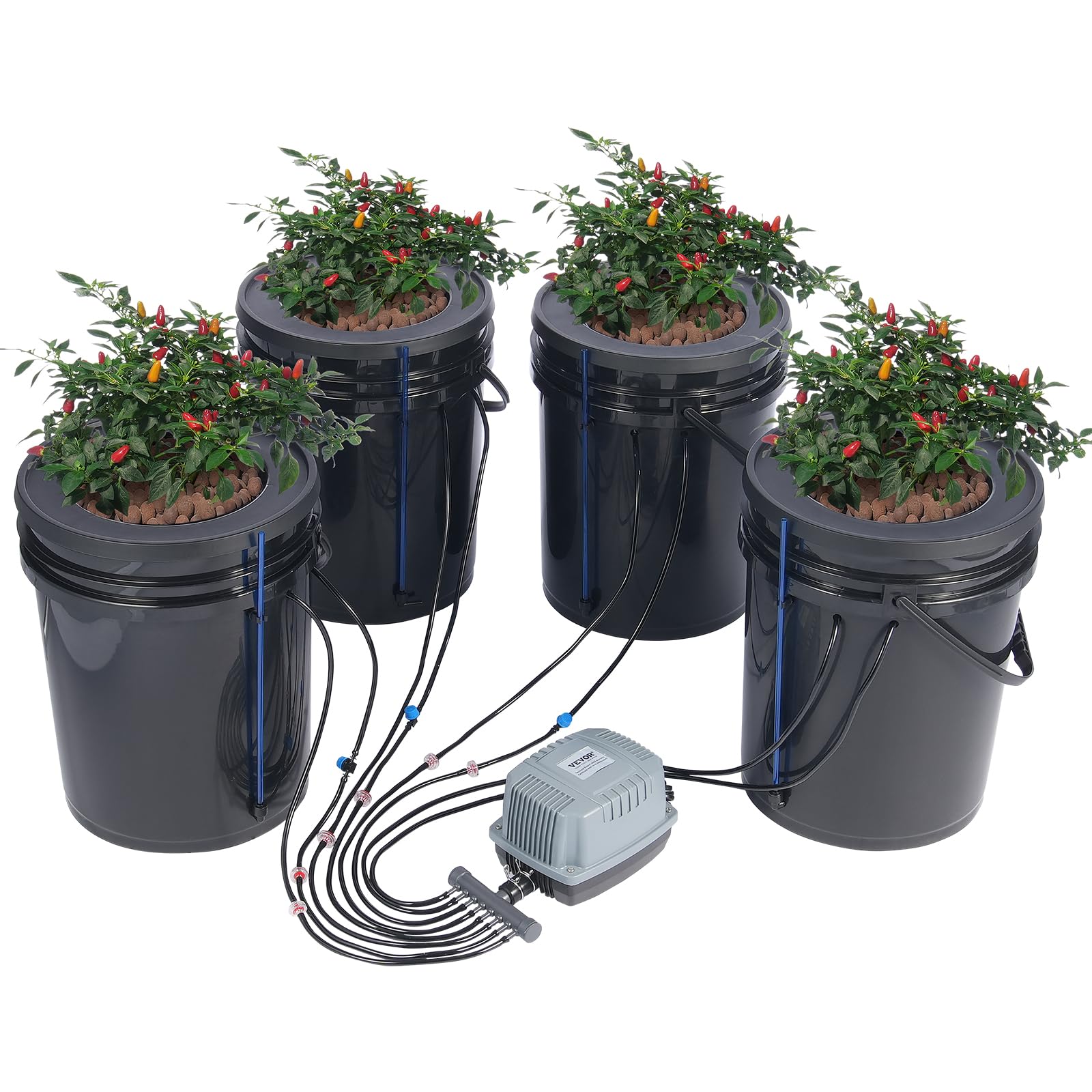Sistema De Cultivo Hidropónico Vevor Dwc Con 4 Cubos Top Drip De 20 Litros - Venta Internacional.