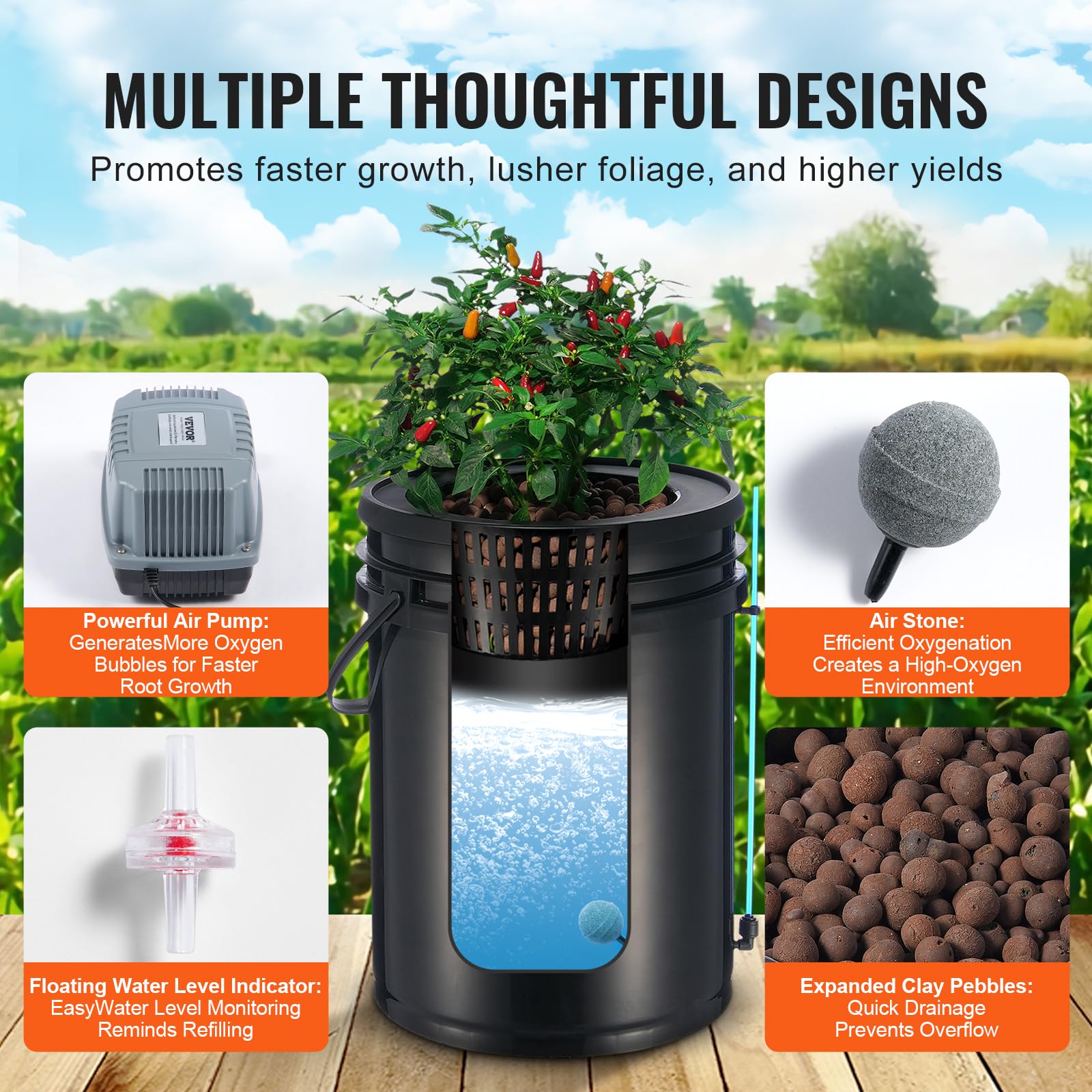 Foto 4 pulgar | Sistema De Cultivo Hidropónico Vevor Dwc Con 4 Cubos Top Drip De 20 Litros - Venta Internacional.