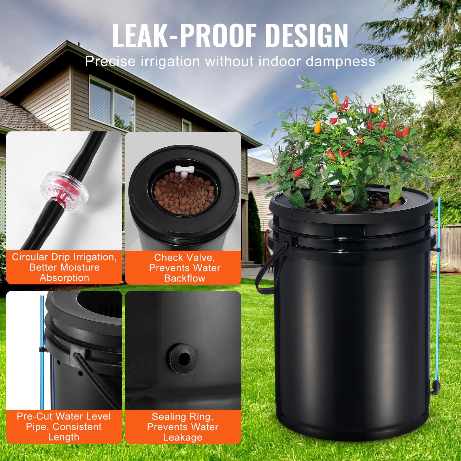 Foto 4 | Sistema De Cultivo Hidropónico Vevor Dwc Con 4 Cubos Top Drip De 20 Litros - Venta Internacional.