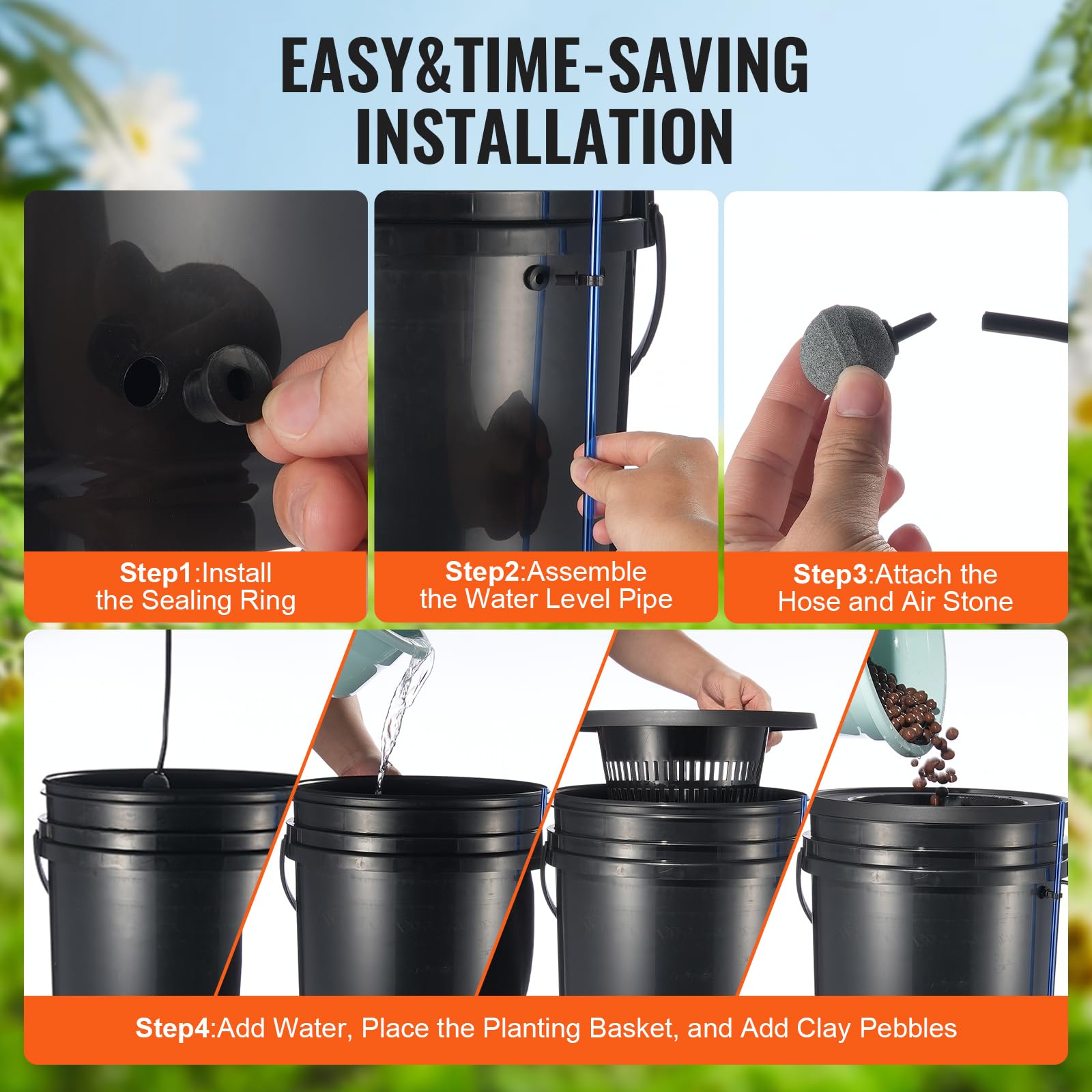 Foto 5 | Sistema De Cultivo Hidropónico Vevor Dwc Con 4 Cubos Top Drip De 20 Litros - Venta Internacional.