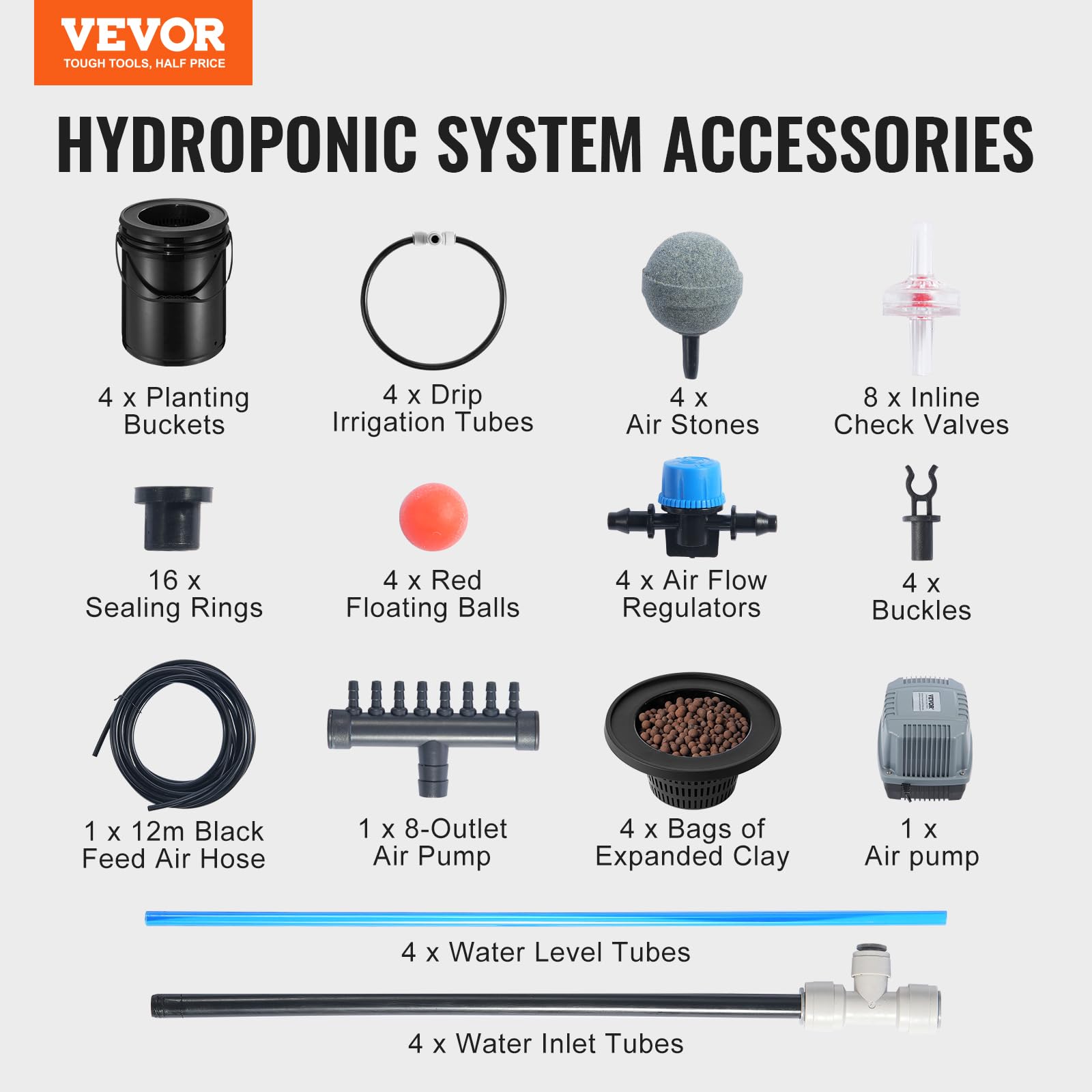 Foto 8 pulgar | Sistema De Cultivo Hidropónico Vevor Dwc Con 4 Cubos Top Drip De 20 Litros - Venta Internacional.