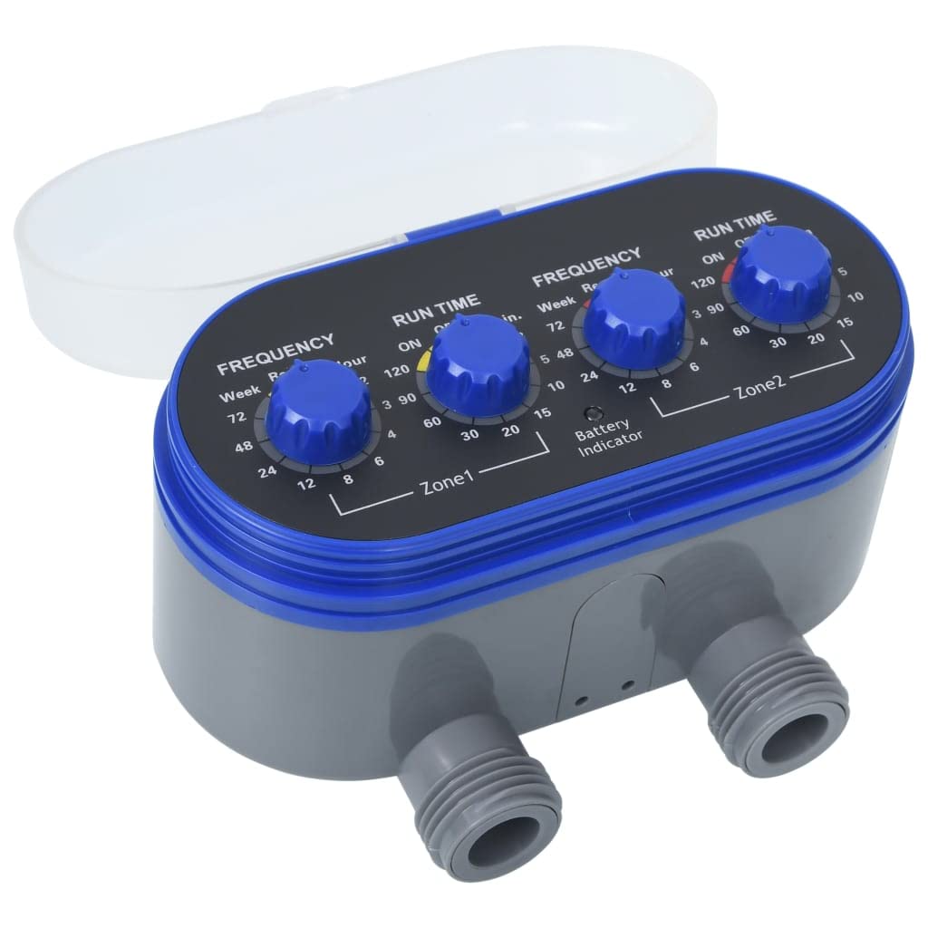 Temporizador De Agua Vidaxl De Doble Salida Con Válvulas De Bola Abs Azul/gris - Venta Internacional.