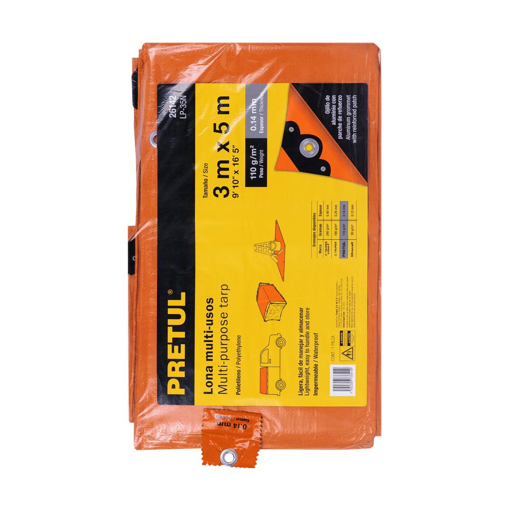 Foto 3 pulgar | Lona Truper LP-35N color Naranja 3 X 5 M Pretul