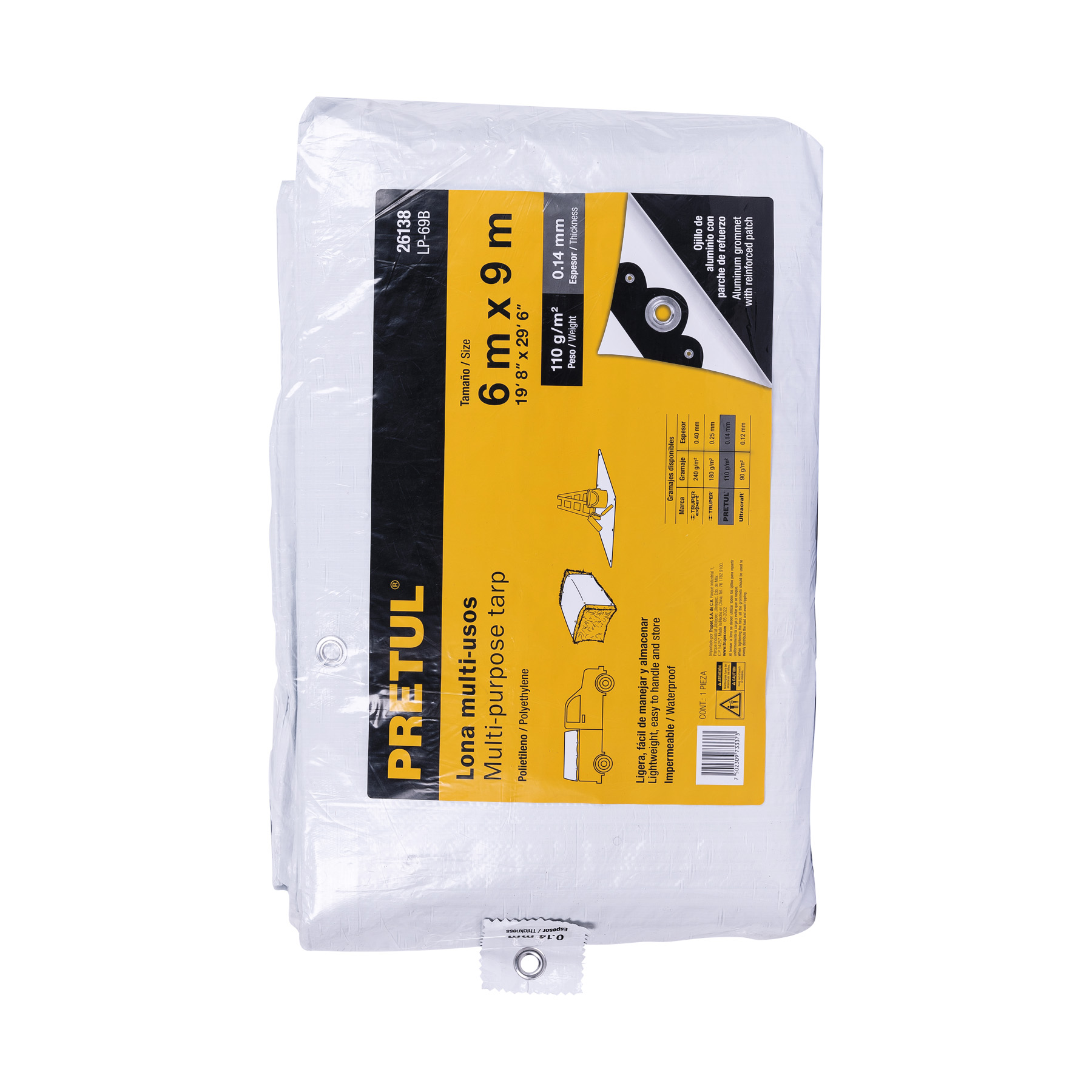 Foto 3 pulgar | Lona Truper LP-69B color Blanco 6 X 9 M  Pretul