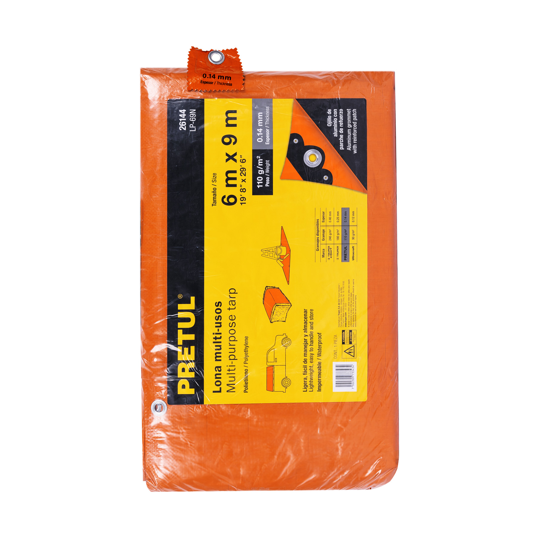 Foto 3 pulgar | Lona Pretul LP-69N color Naranja 6 x 9 m