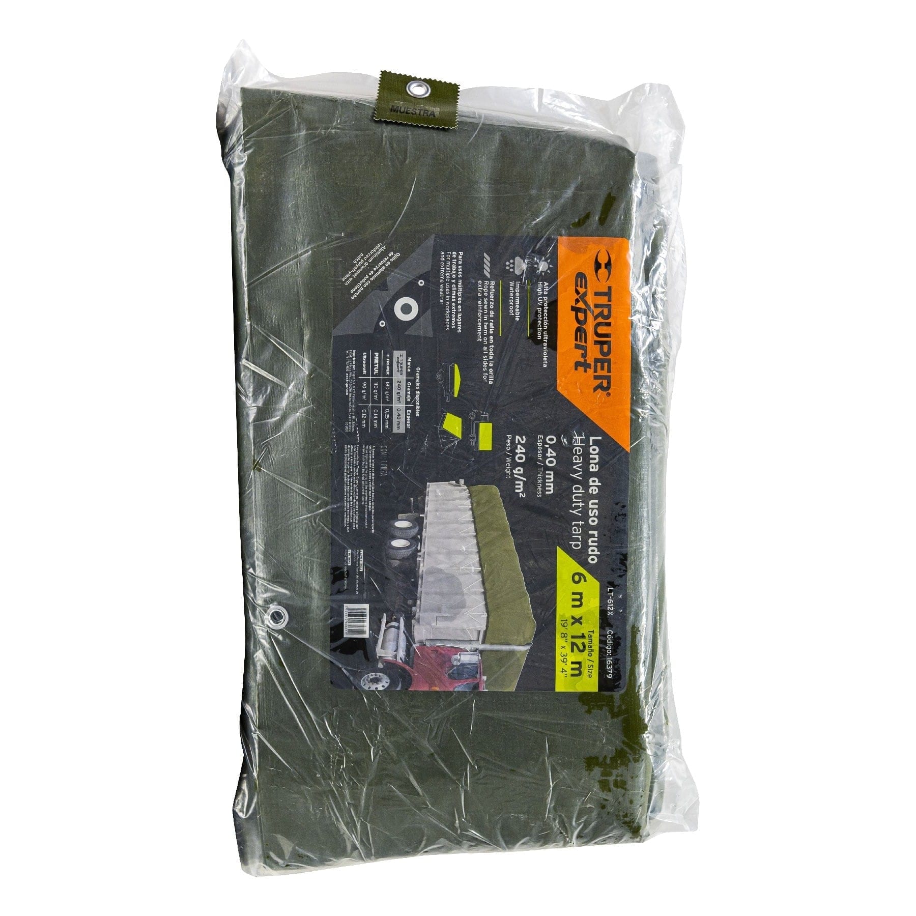 Lona Uso Rudo Truper Expert 6 X 12 m Verde Olivo $2,149