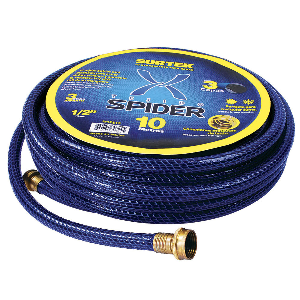 Manguera Para Jardín Tejido Spider Con Conector Metálico 3/4'', 25 M Surtek