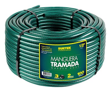 Foto 1 | Manguera Para Jardín Tramada En Rollo Verde 5/8'', 100 M Surtek