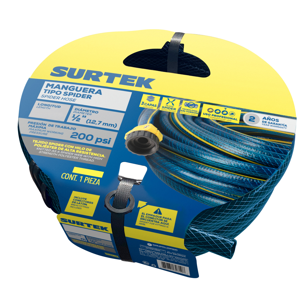 Foto 1 | Manguera Para Jardín Spider Con Conector Plástico 1/2'', 20 M Surtek