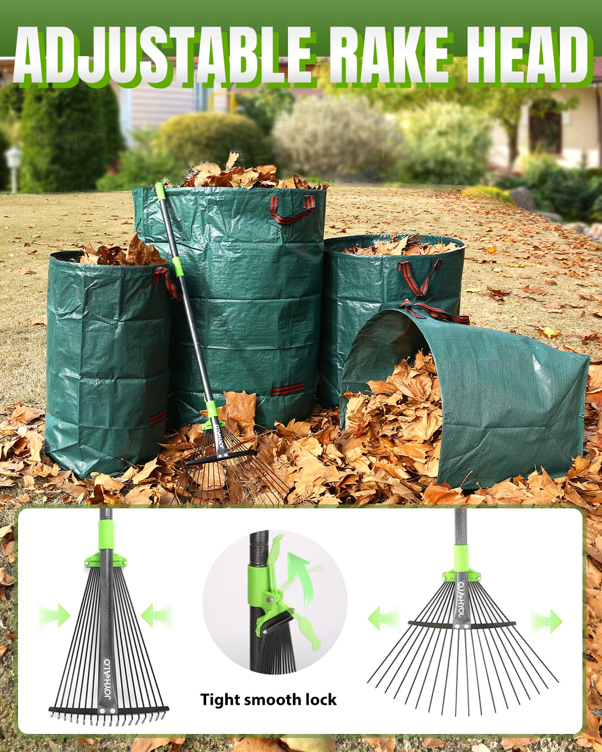 Foto 2 | Juego De Rastrillos Joyhalo De 1,6 M Con Bolsas Para Hojas Tipo Recogedor De 150 Litros - Venta Internacional.