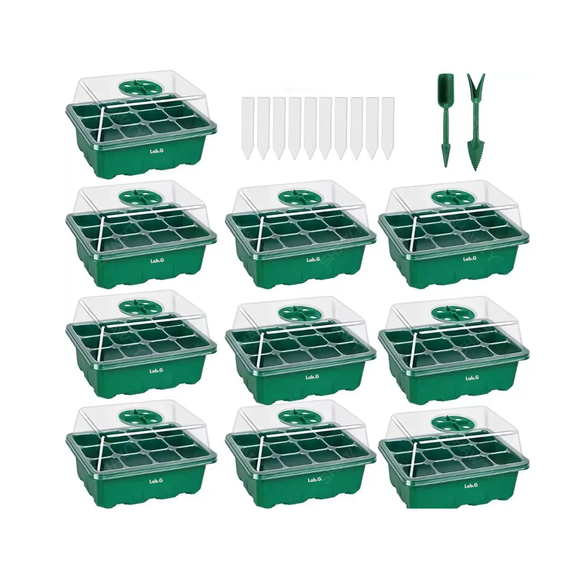 Charolas Germinadoras Semillero Invernadero Tapa 10pz Lab.g Verde