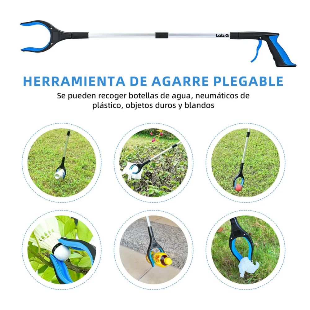 Foto 5 pulgar | Recogedor De Basura Plegable Con Bastón Herramienta Lab.g  Azul Y Negro