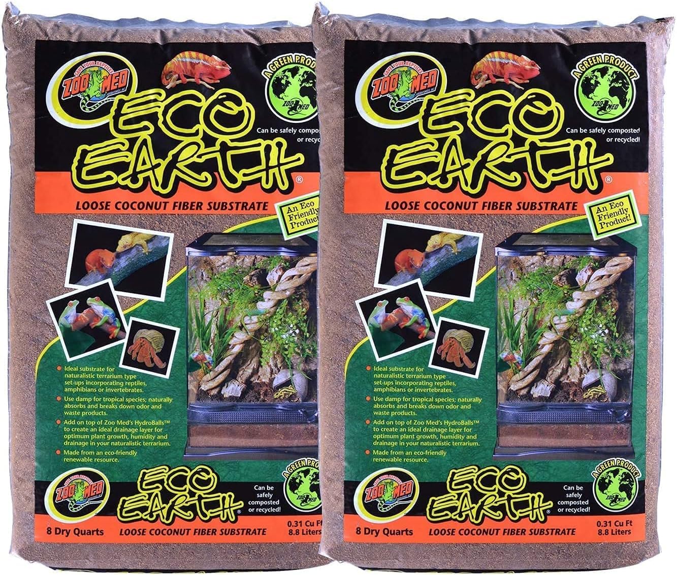 Sustrato De Fibra De Coco Zoo Med Eco Earth 8l (paquete De 2) - Venta Internacional. $1,213