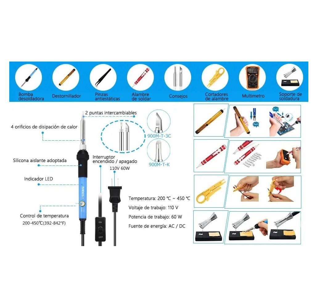 Foto 3 pulgar | Kit Temperatura de Soldadura Malubero Ajustable 60w