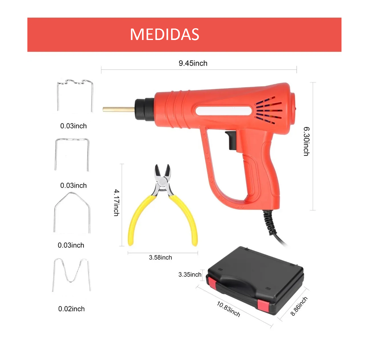 Foto 4 pulgar | Pistola De Soldadura De Plástico Portátil De Mano, 70w Eo Safe Imports Esi-495 Rojo