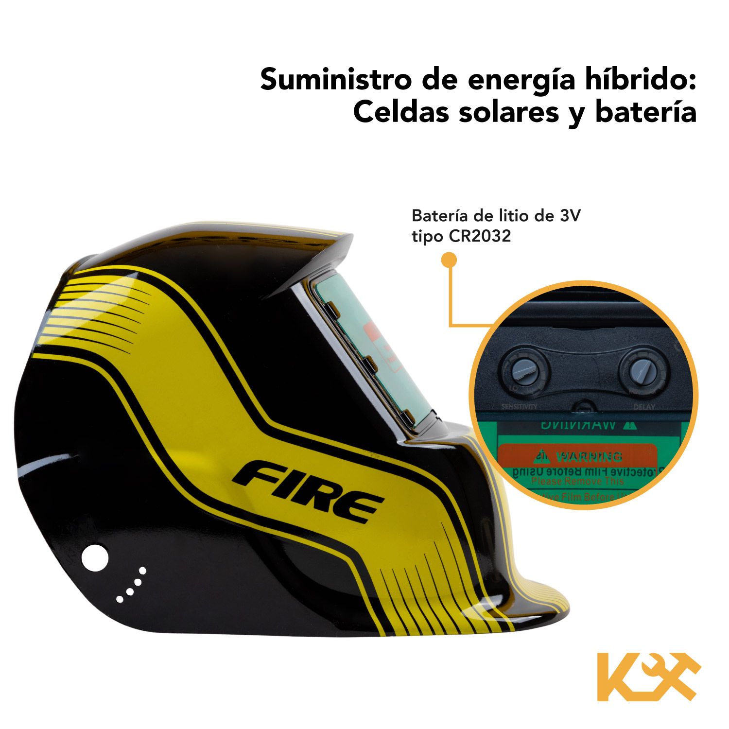 Foto 5 pulgar | Careta Electronica Industrial para Soldar  Kingsman Diseño Sombras color Amarillo