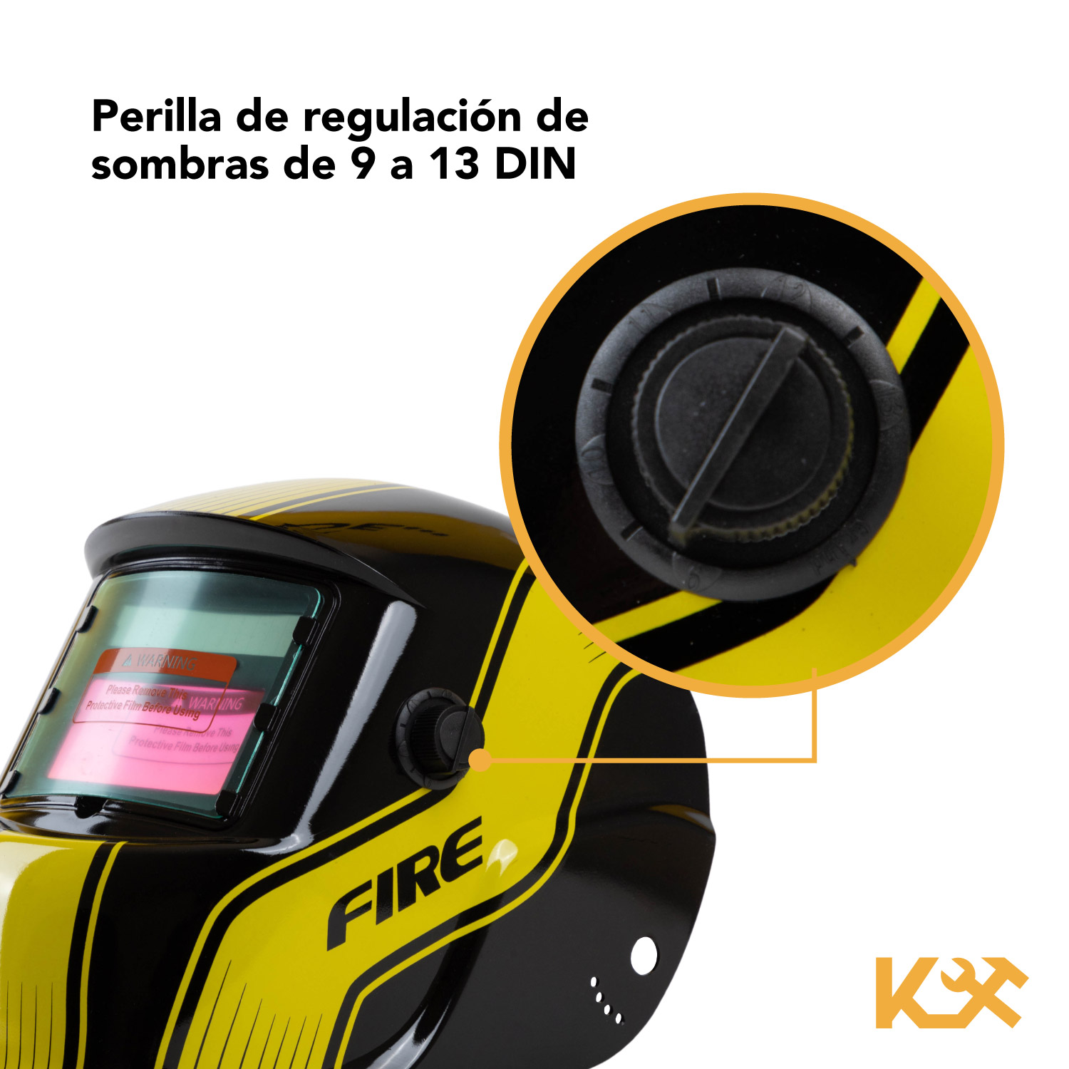 Foto 9 pulgar | Careta Electronica Industrial para Soldar  Kingsman Diseño Sombras color Amarillo