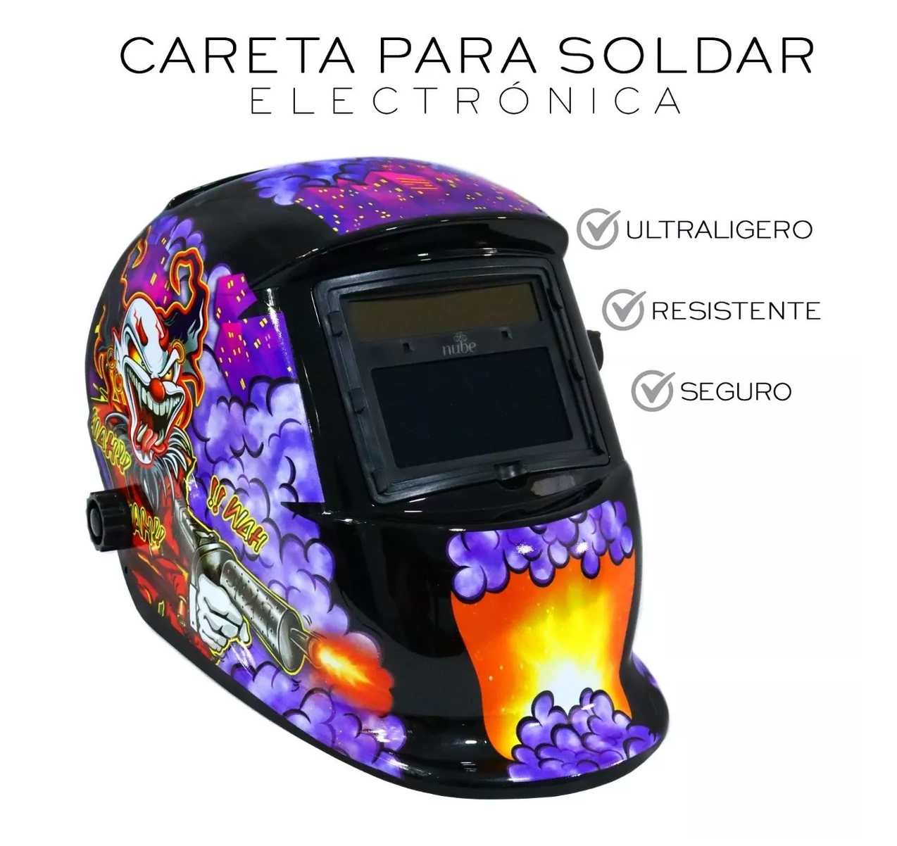 Foto 3 pulgar | Careta de Soldar Automática Belug Profesional color Morado