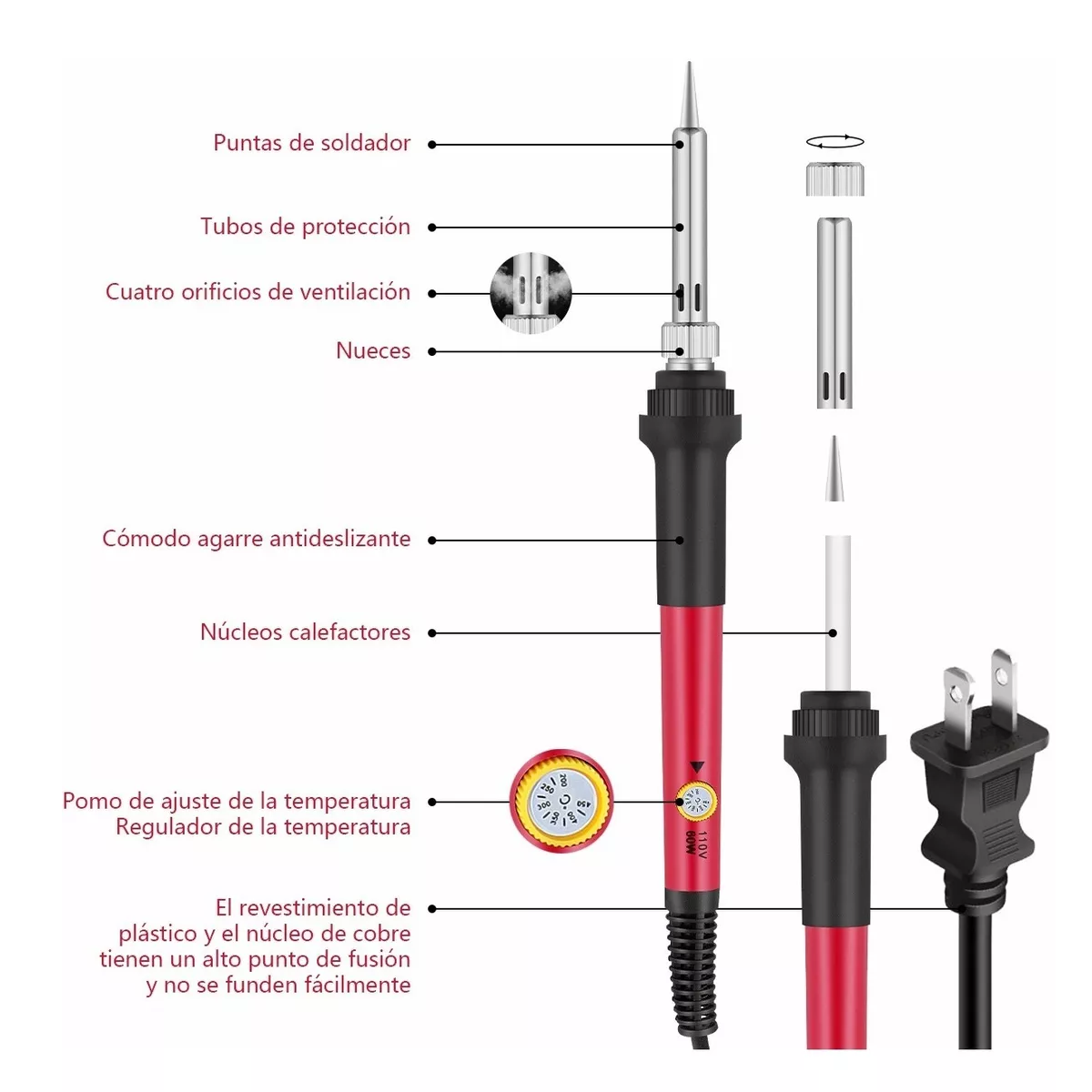 Foto 4 pulgar | Kit De Soldador Electronica 110v 60w Eo Safe Imports Esi-5832 Multicolor 18 Piezas