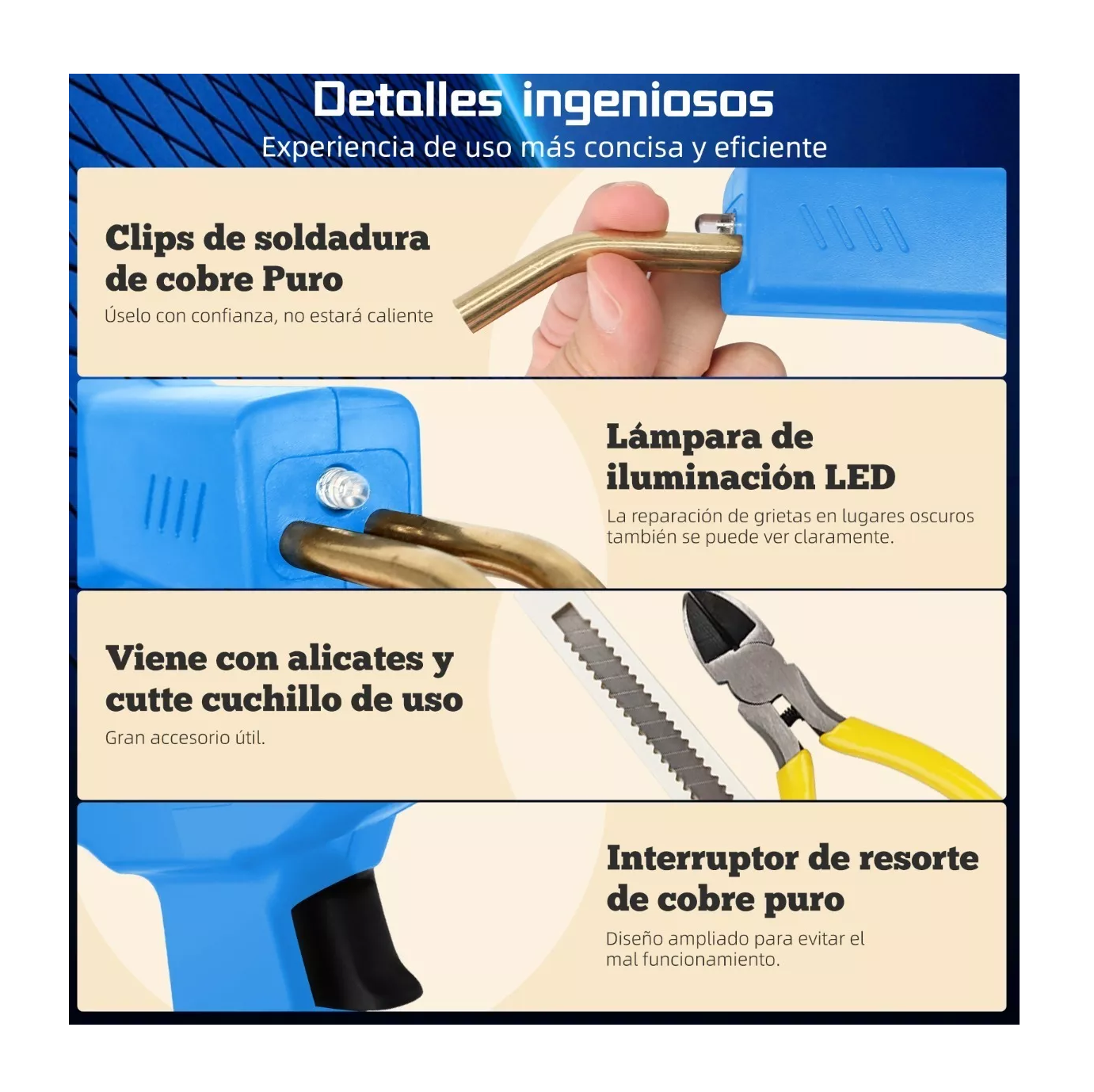 Foto 4 pulgar | Kit De Soldadura De Plástico Portátil Reparación De Auto 80w Azul