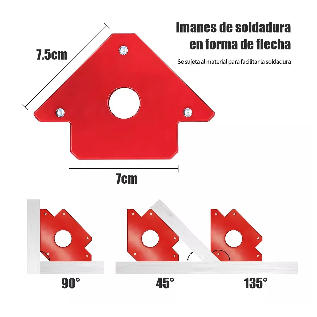 Foto 5 pulgar | Imán Escuadra para Soldar Magnética Herramientas 6 Pzs Rojo