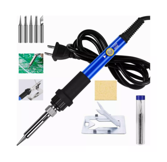 Foto 5 | Kit De Soldadura Soldador 60w Temperatura Ajustable Puntas Azul
