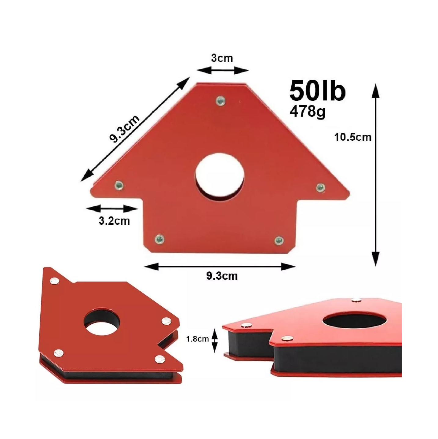 Foto 3 | Imán Escuadra para Soldar Magnética Lab.G 34 Kg 4 Piezas Rojo