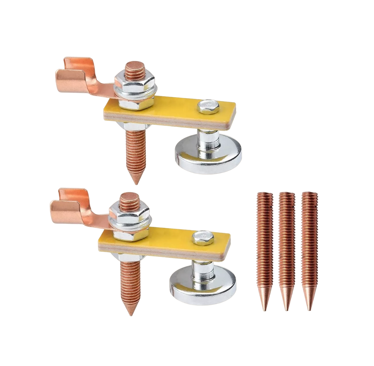Soldadura Soporte de Tierra Abrazadera Magnética 2 Piezas Doradas