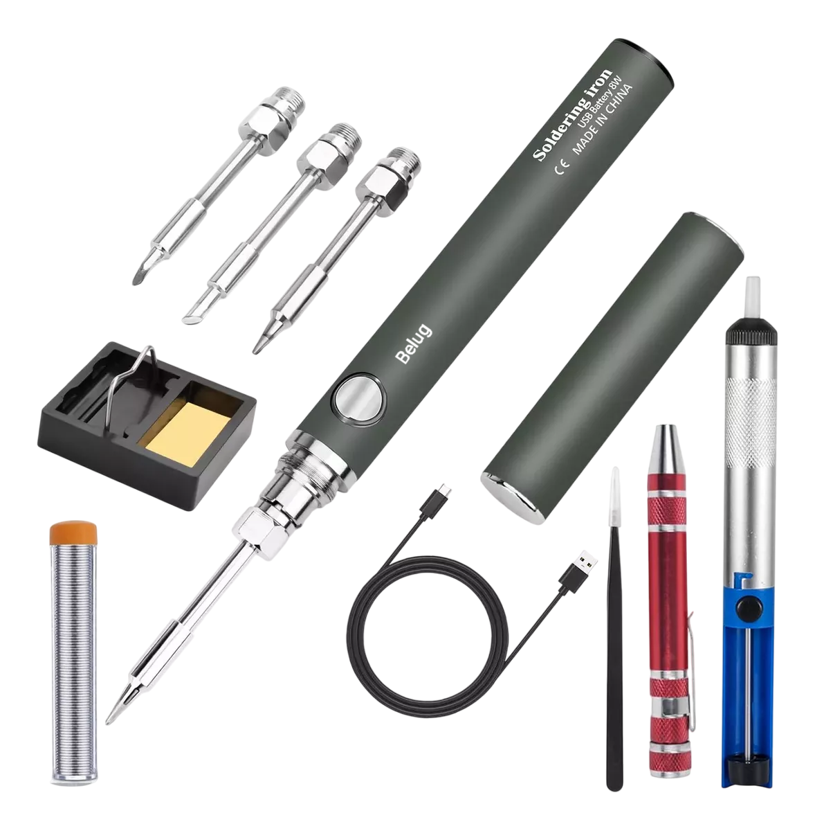 Foto 2 pulgar | Kit de Soldador Inalámbrico Usb 8W Temperatura Ajustable Gris