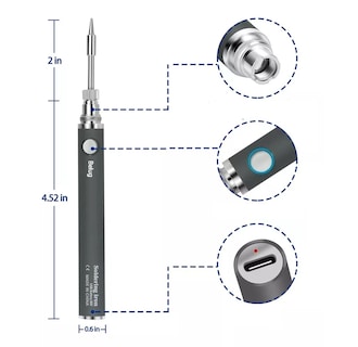 Foto 4 | Kit de Soldador Inalámbrico Usb 8W Temperatura Ajustable Gris