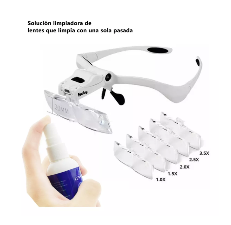 Foto 3 pulgar | Lentes Lupa Luz Led Para Extensión De Pestañas Microblading Blanco Belug