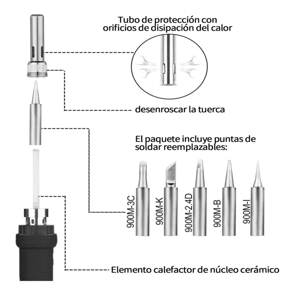 Foto 5 pulgar | ''kit De Soldador Eléctrico De Temperatura Regulable Completo Lab.g  Multicolor ''
