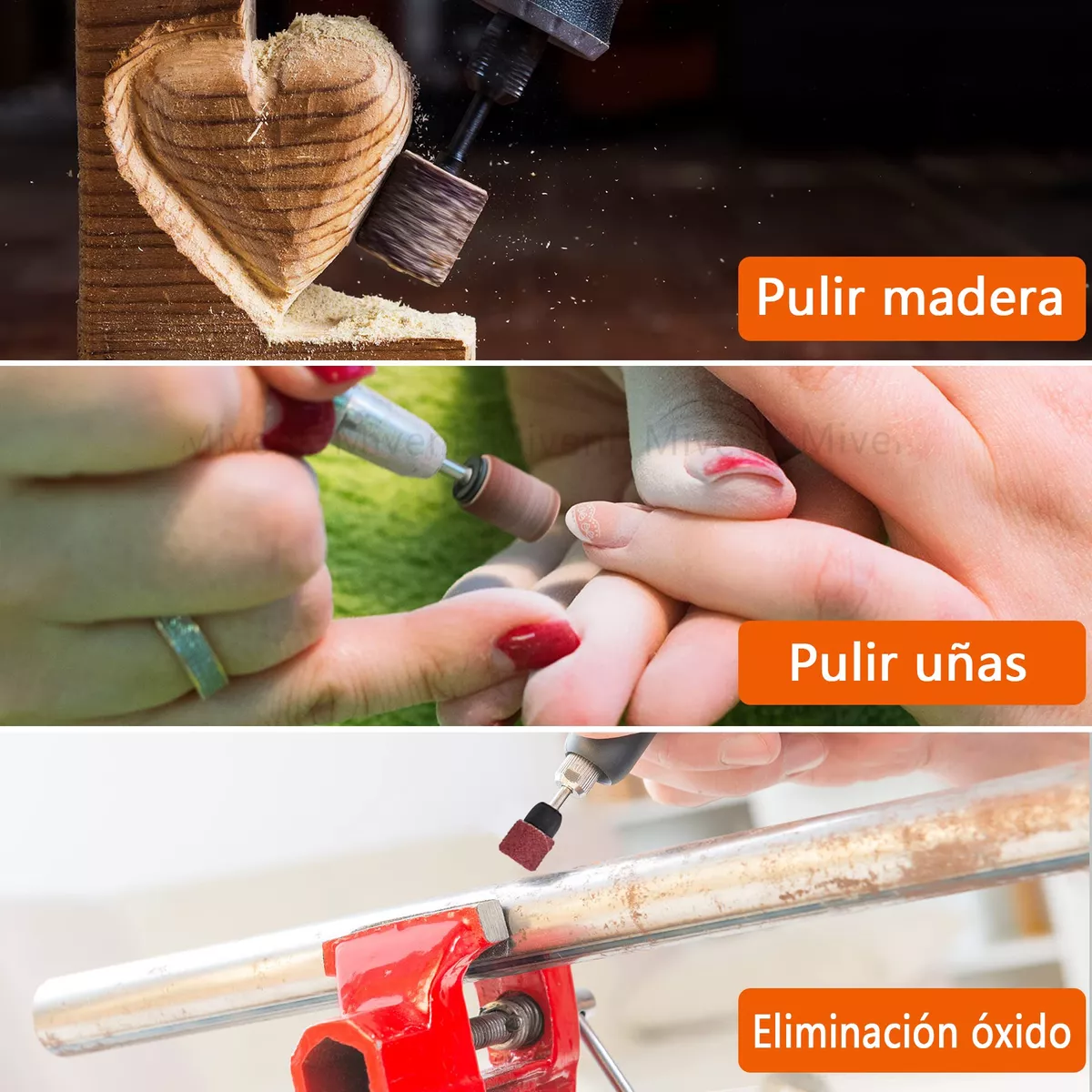 Foto 4 pulgar | Kit 132 Lijas Tambor G80 G100 G120 para Dremel Mandriles V3 Guinda