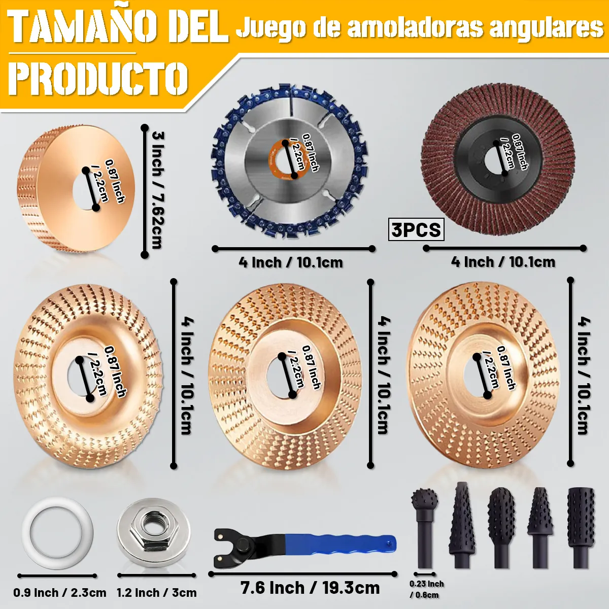 Foto 2 | Juego De 20 Discos  Lab.g Para Tallar Madera Y Llave Amoladora Dorado Guinda