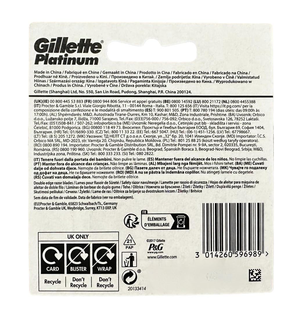 Foto 7 pulgar | Navajas Gillette Platinum Double Edge 50 Unidades - Venta Internacional.