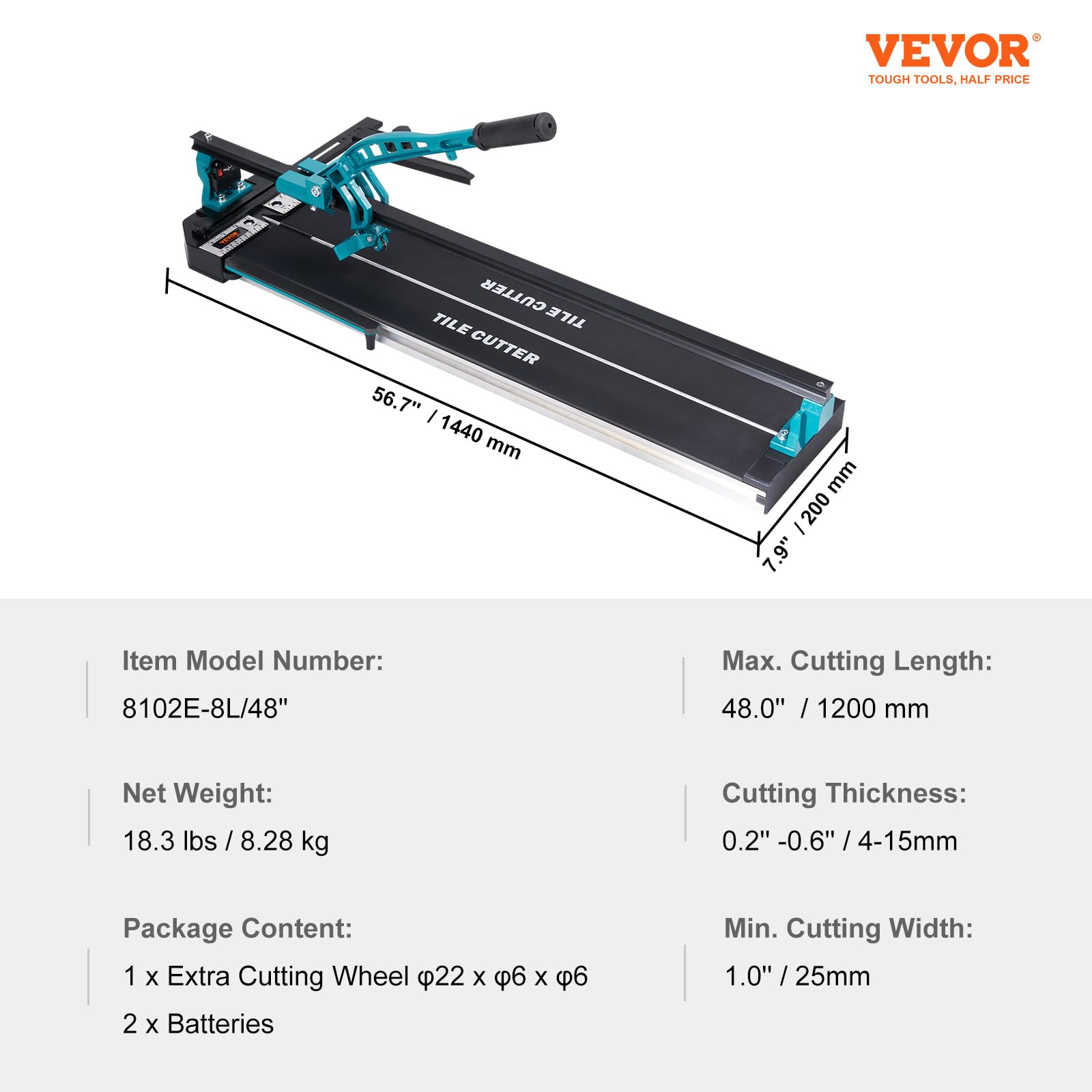 Foto 8 pulgar | Cortador De Azulejos Vevor Manual De 1200 Mm Con Rueda De Carburo De Tungsteno - Venta Internacional.