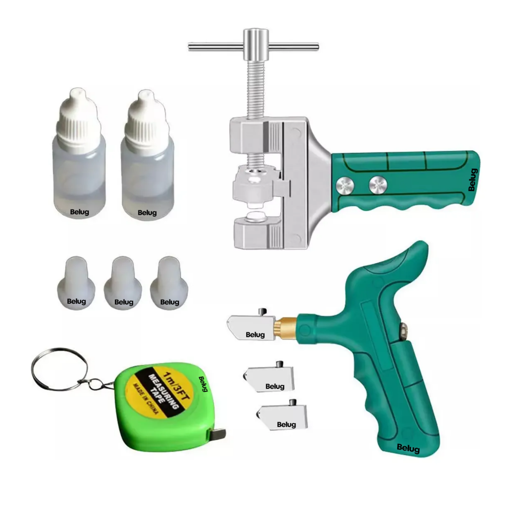 Cortador De Vidrio Azulejo Baldosa Cerámica Espejo Mano Belug Kit Azul Plata