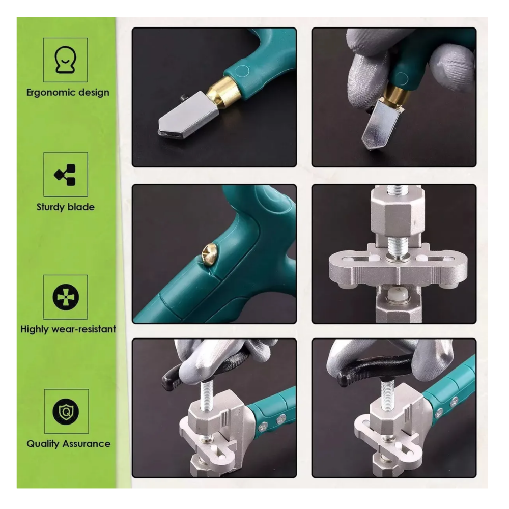 Foto 5 pulgar | Cortador De Vidrio Azulejo Baldosa Cerámica Espejo Mano Belug Kit Azul Plata