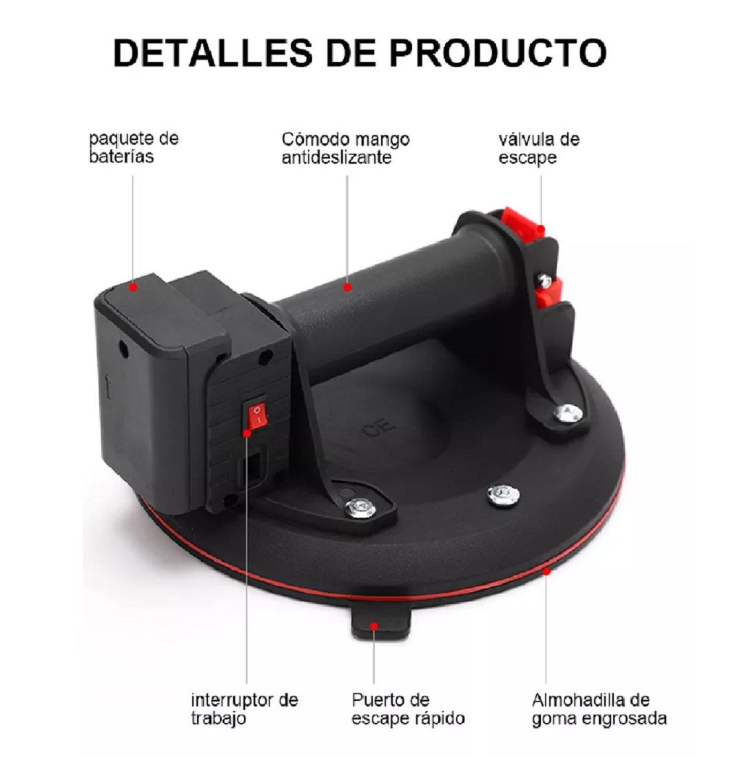 Foto 5 pulgar | Ventosa De Vacío De Vidrio Y Mármol De 200 Kg Negro