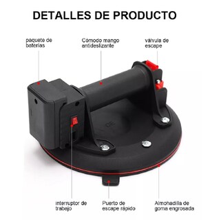 Foto 4 | Ventosa De Vacío De Vidrio Y Mármol De 200 Kg Negro