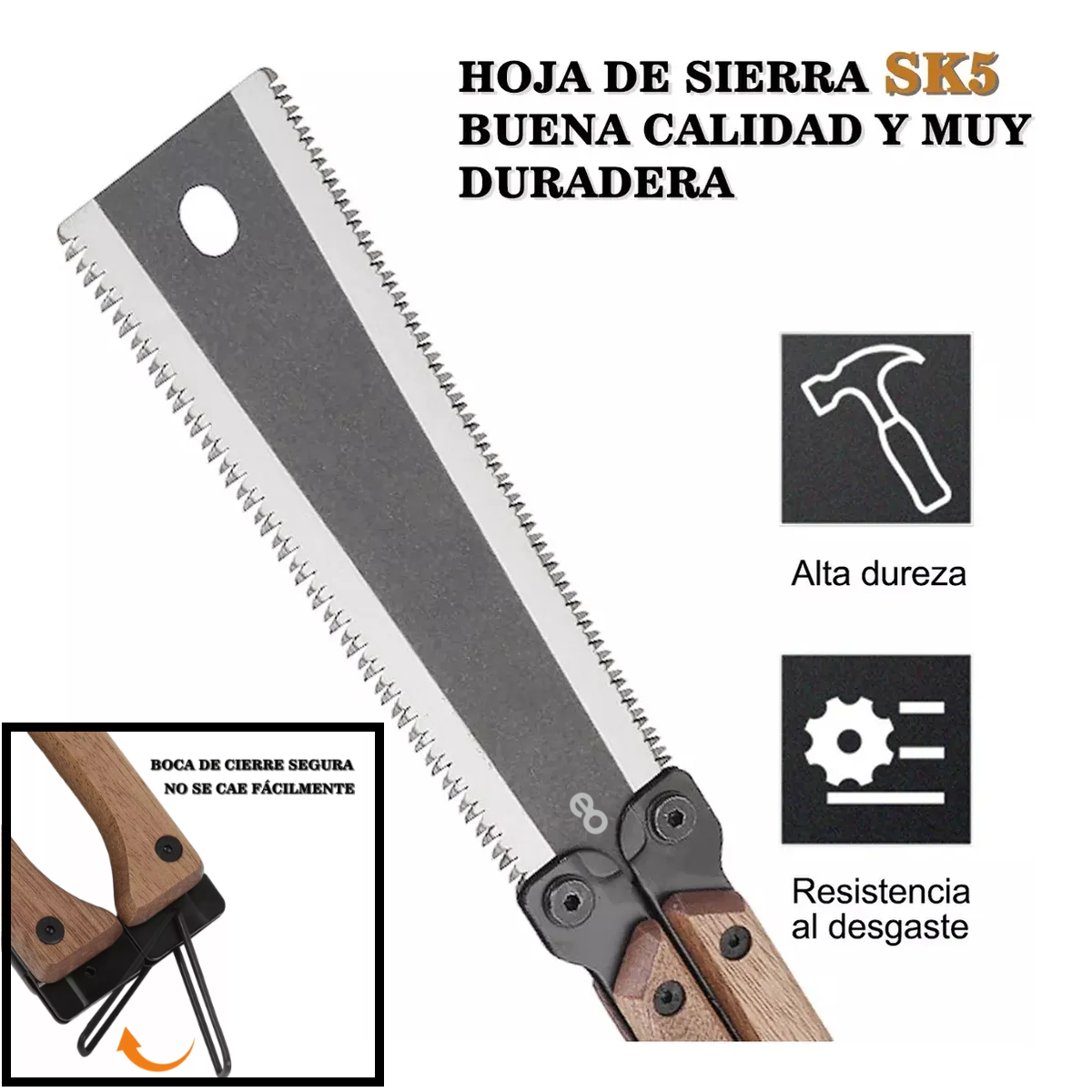 Foto 4 pulgar | Serrucho Japonés Portatil 30 Cm Doble Cierra Eo Safe Imports Esi-18729 Marrón