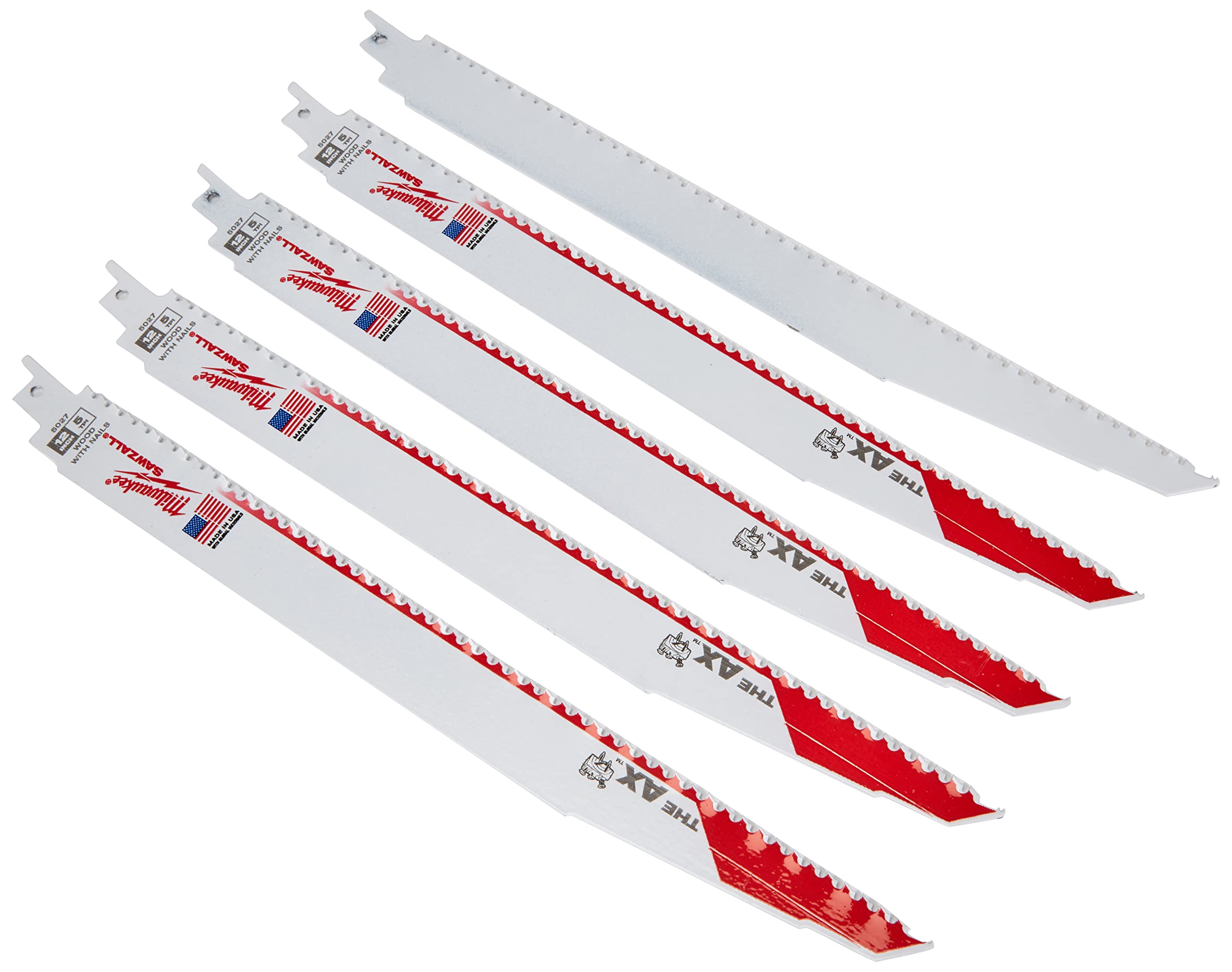 Sawzall Blade Milwaukee The Ax, 12 Pulgadas, 5/8 Tpi, Paquete De 5 - Venta Internacional.